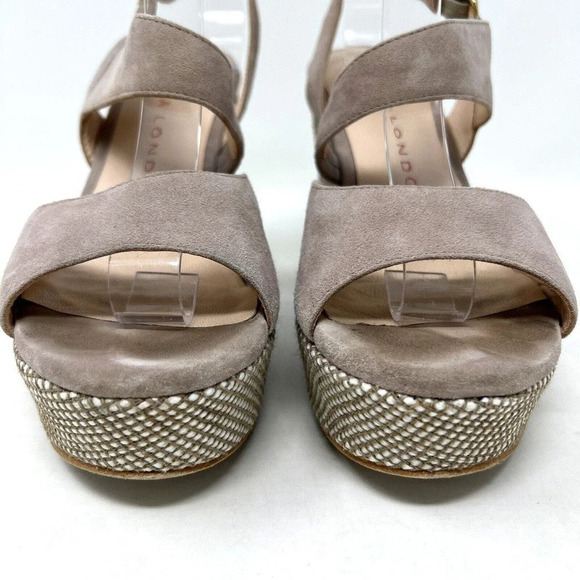 Sacha London Suede Leather Beige Wedge Platform Shoes Sandals Women’s Size 8.5 - Picture 5 of 11